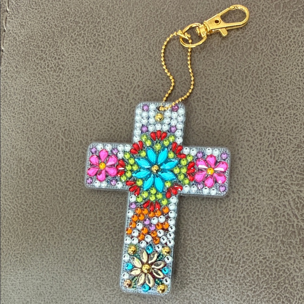 Colorful Floral Cross Key Holder